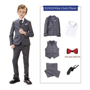 Elpa Boys Formal Suit Gray Size 16 - 5 Pc Formal Set